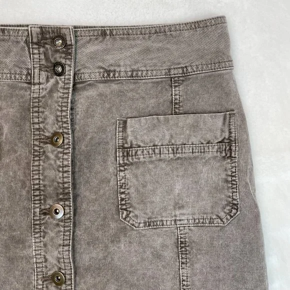 PrAna Merrigan Skirt 10 Corduroy Stretch Button-Through Brown Women's - Picture 2 of 11